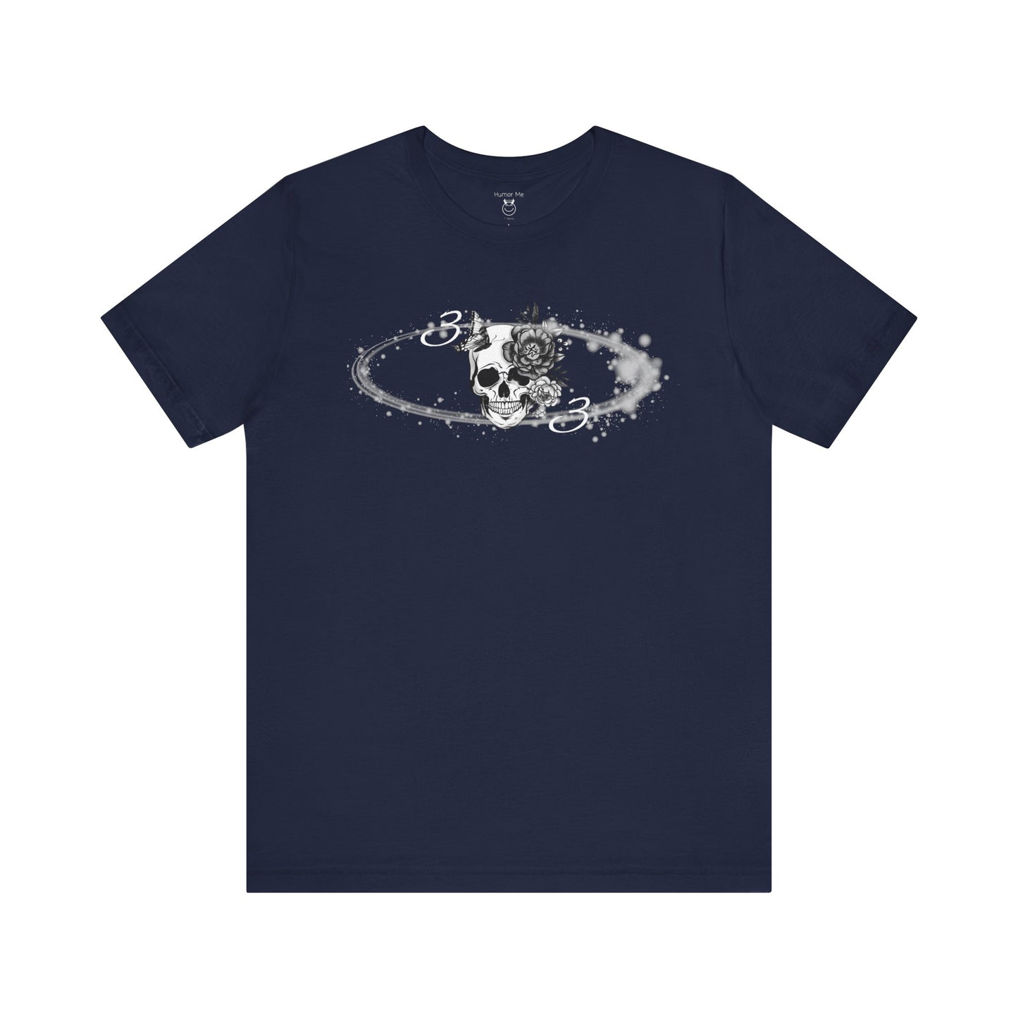 Circle Of Life | 33 | 3 | Skull | Butterfly | Flowers | Stars | Numerology | Spiritual | Men's Women's Unisex Jersey Short Sleeve Cotton Tee