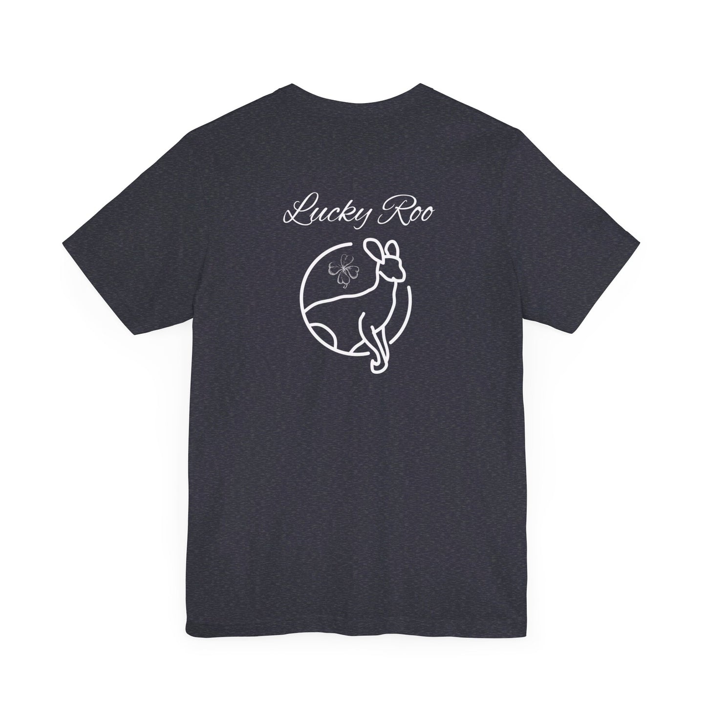 Lucky Kangaroo | 4 Leaf Clover| Shamrock | Fun | Design On Back | Men and Women's | Unisex Jersey Short Sleeve Tee