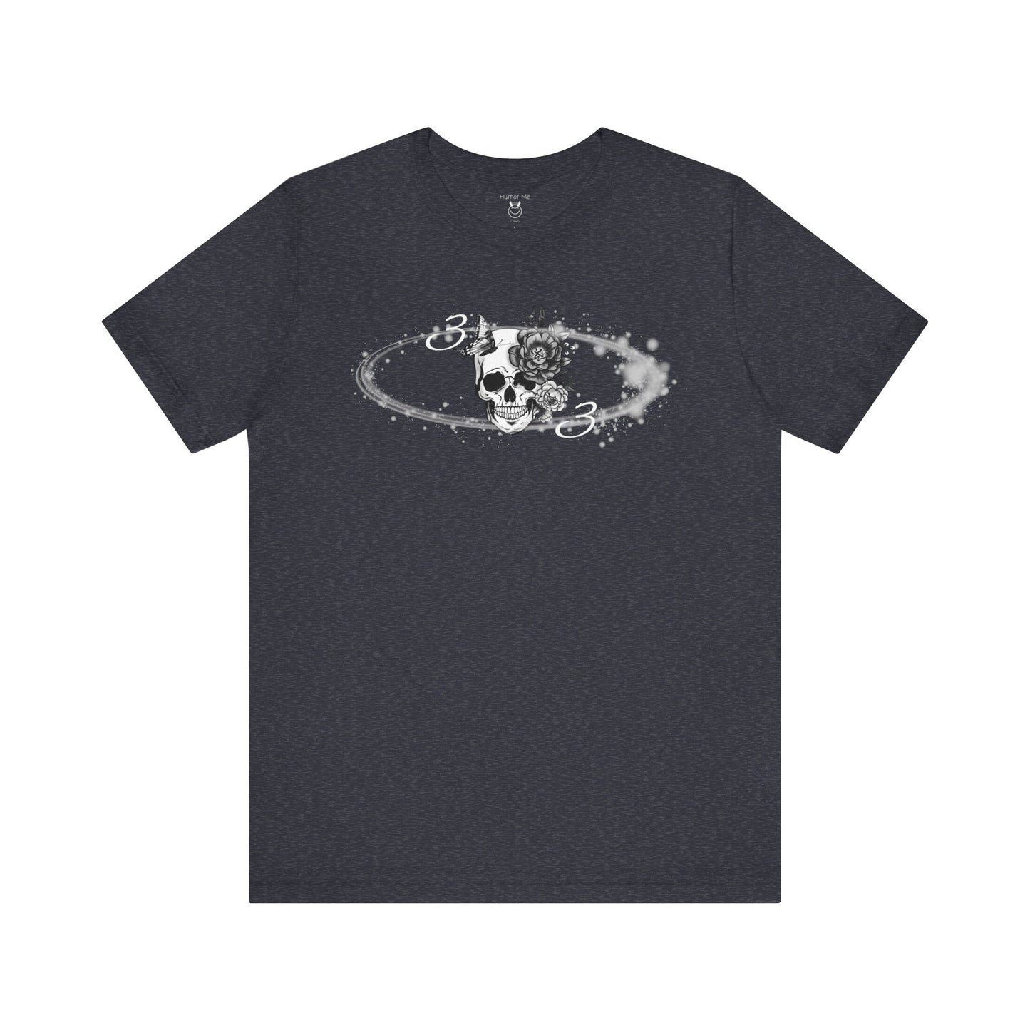 Circle Of Life | 33 | 3 | Skull | Butterfly | Flowers | Stars | Numerology | Spiritual | Men's Women's Unisex Jersey Short Sleeve Cotton Tee