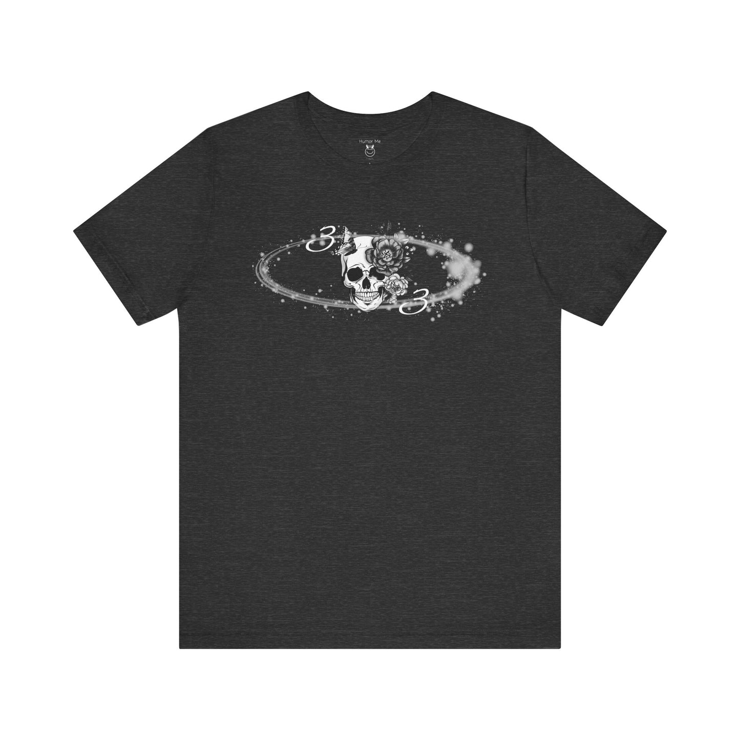 Circle Of Life | 33 | 3 | Skull | Butterfly | Flowers | Stars | Numerology | Spiritual | Men's Women's Unisex Jersey Short Sleeve Cotton Tee