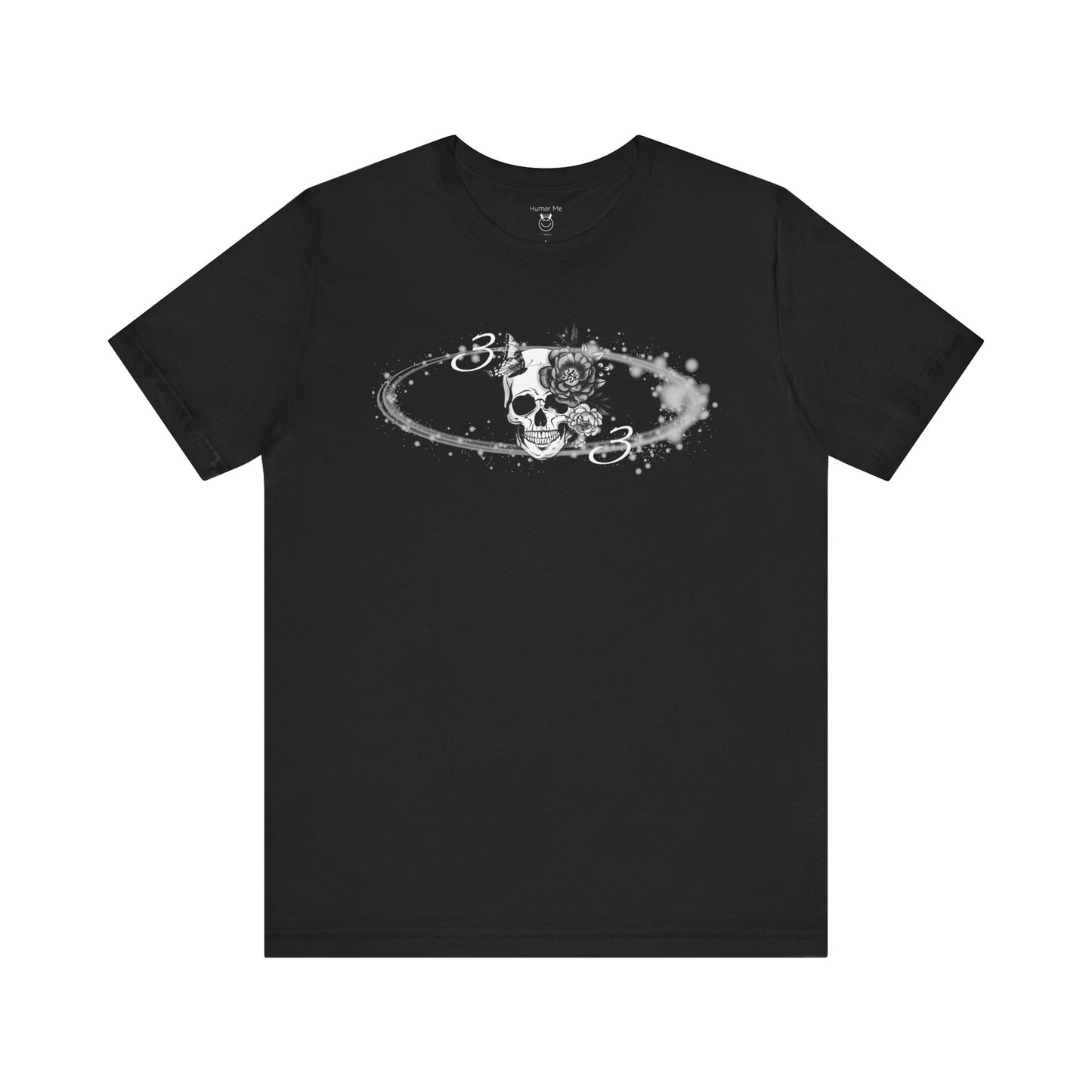 Circle Of Life | 33 | 3 | Skull | Butterfly | Flowers | Stars | Numerology | Spiritual | Men's Women's Unisex Jersey Short Sleeve Cotton Tee