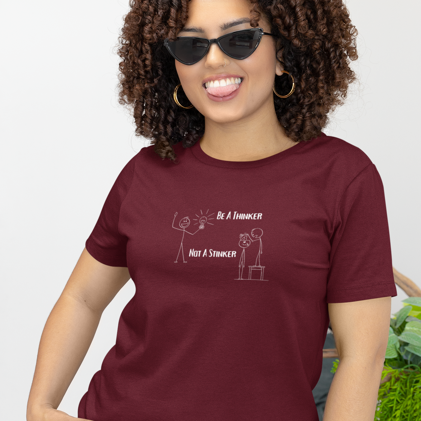 Be A Thinker Not A Stinker | Funny | Humor | Stick Man | Men's Women's Soft Unisex Jersey Short Sleeve Tee