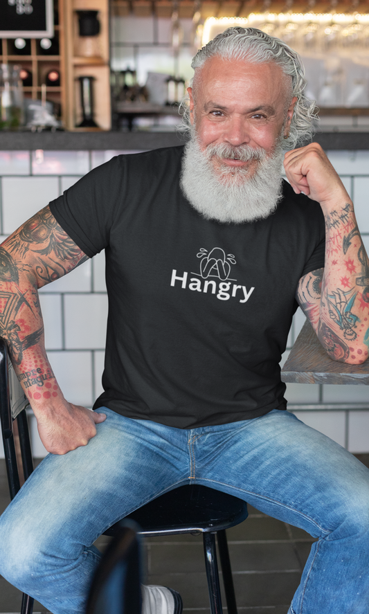 Hangry | Humor | Funny | Stick Man | Mens Womens Soft Unisex Jersey Short Sleeve Tee